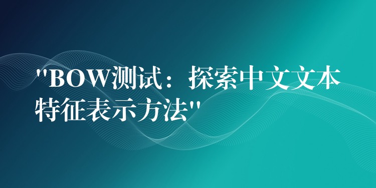 “BOW測試：探索中文文本特征表示方法”