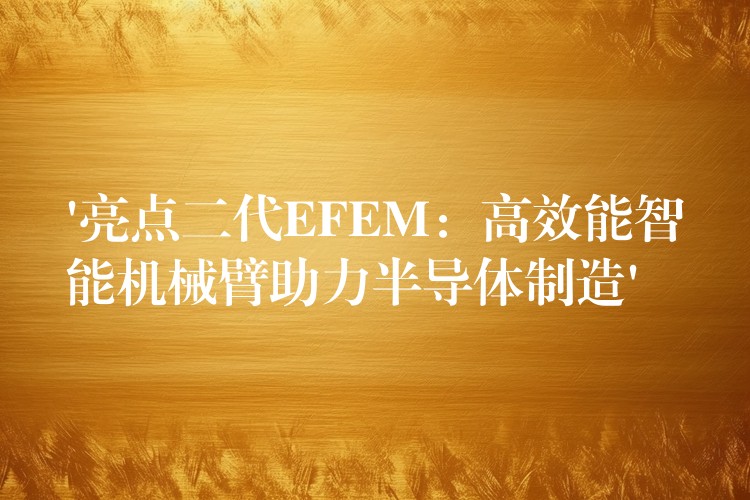 ‘亮點二代EFEM：高效能智能機械臂助力半導體制造’