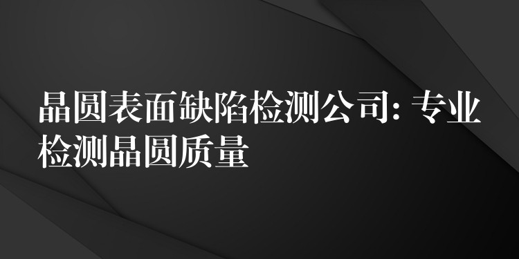 晶圓表面缺陷檢測公司: 專業檢測晶圓質量