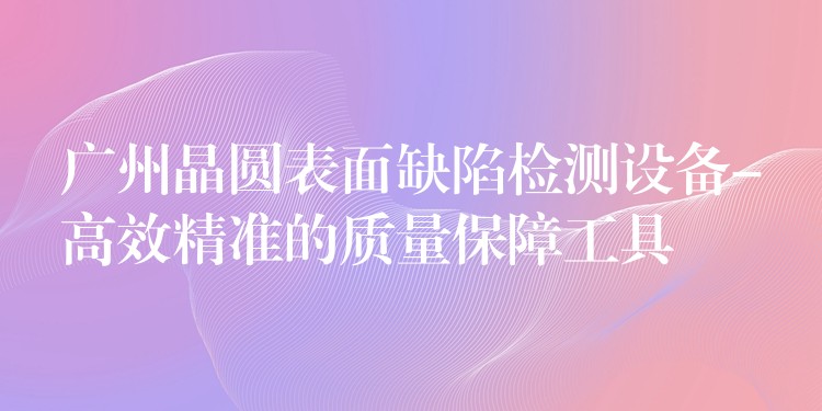 廣州晶圓表面缺陷檢測設備-高效精準的質(zhì)量保障工具