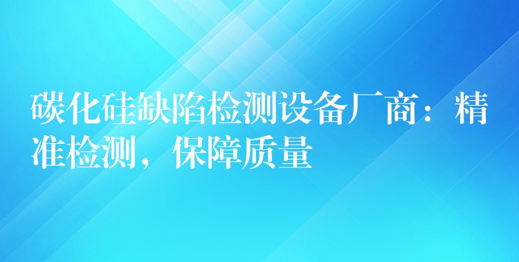 碳化硅缺陷檢測設備廠商：精準檢測，保障質量