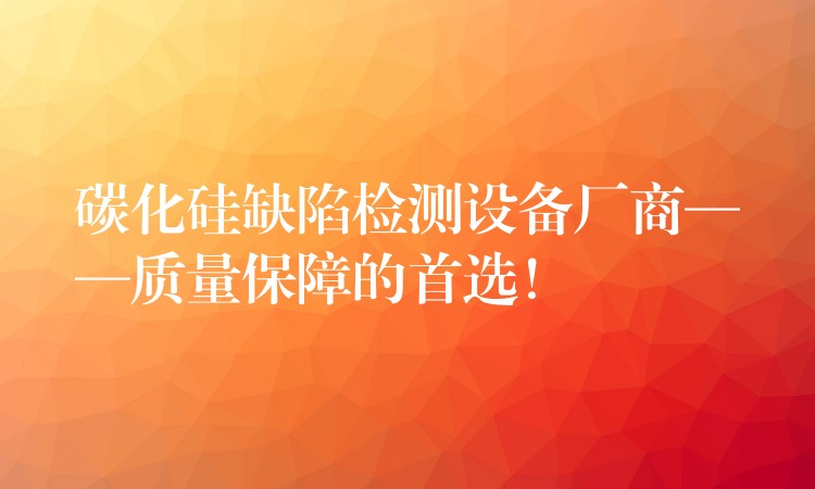 碳化硅缺陷檢測設備廠商——質量保障的首選！