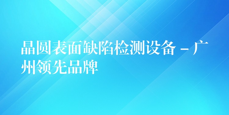 晶圓表面缺陷檢測設備 – 廣州領先品牌